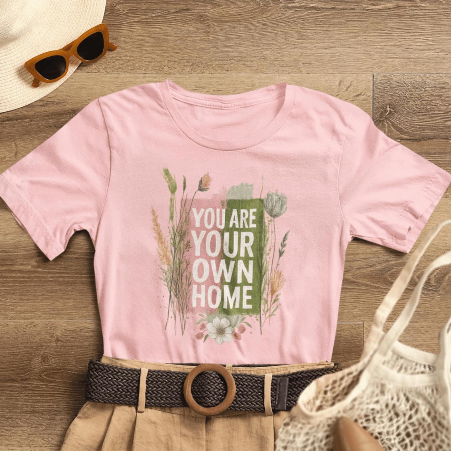 Botanical affirmation T-shirt by Printify featuring nature-inspired self-love quote on comfortable cotton tee.