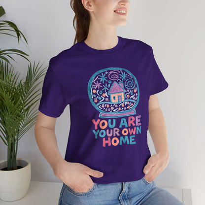 You Are Your Own Home Shirt – Snow Globe Pastel Cottage Tee, Cozy Whimsical Doodle Design, Self - Spirit Stitch
